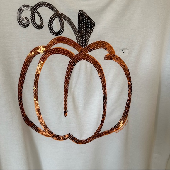 Lot of 2 Womens Fall Pumpkin & Winter Red Bow Holiday Tshirts Size Large NWT - Picture 9 of 13